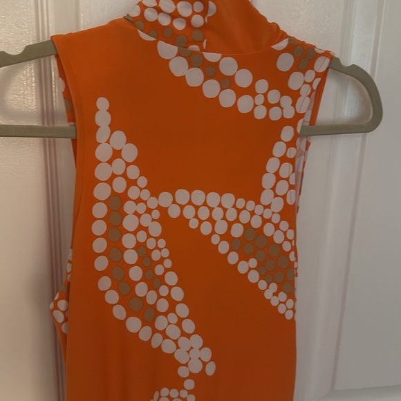 Rachel Roy New W/O Tags Size L orange/White Ruched Waist Sleeveless MIDI Dress - Picture 4 of 4